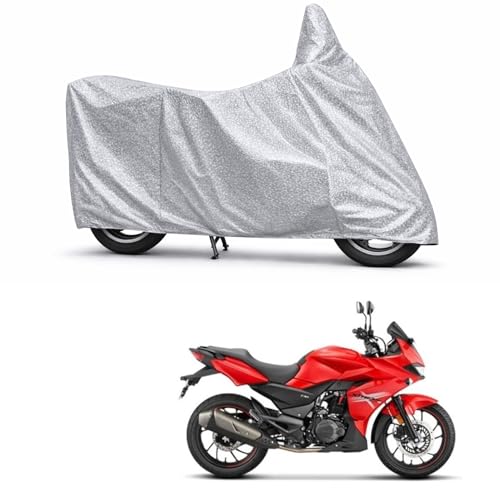 Image of 100% Waterproof Two Wheeler Body Cover Multi Layered Fabric Designed for Hero Xtreme 200S | Belt Buckle Lock | Silver Mag