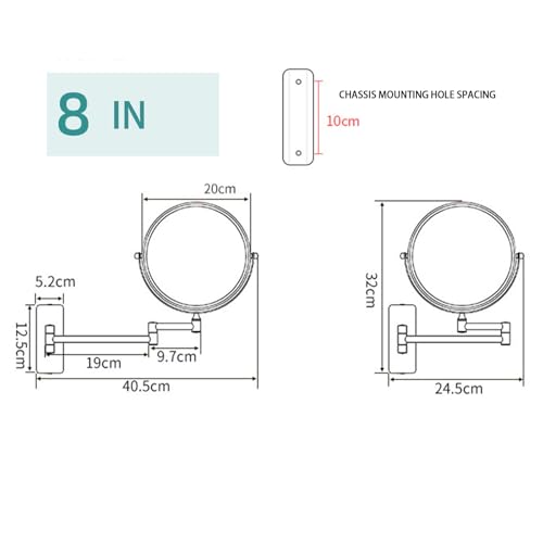 Espejo cuadrado doble faz 8" 20cm montaje pared miniatura 3