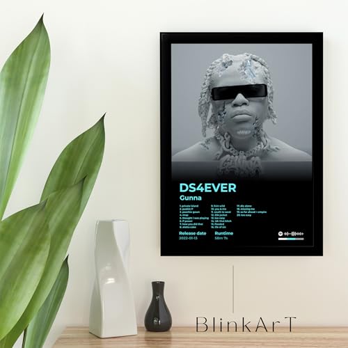 Image of BLINKART Gunna- DS4EVER Wall Photo Frames | Wall Art for Bedroom, Living Room, Studio or Office | Album Cover Print with Spotify Song Link QR Code | Gift for Fans - 8x12 In
