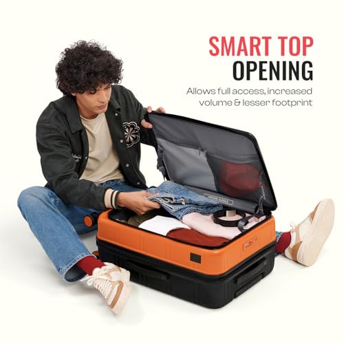 Image of Urban Jungle by Safari Hold-All Premium Top-Open Trolley Bag Set of 3, Cabin, Medium & Large Luggage, Hardside Polycarbonate Suitcase with 8 Silent Wheels and TSA Lock (Orange)