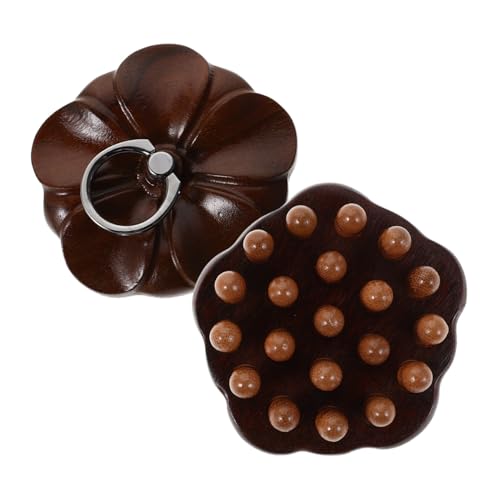 LIFKOME 2 Piezas Peine de Madera para Masaje Capilar con Dedo Anillo Peine de Dientes Anchos y de Sándalo Cepillo Manual para Masaje y Exfoliación del Cabelludo Portátil y Versátil para