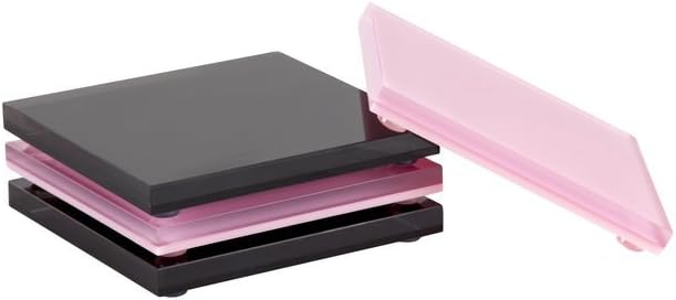 JR William Modern Coasters Set, Modern Home Decor Crystal Clear Acrylic & Black + Pink Acrylic Coasters for Drinks - Square Acrylic Coaster Set of 4 in Premium Gift Box Packaging - Pink + Black