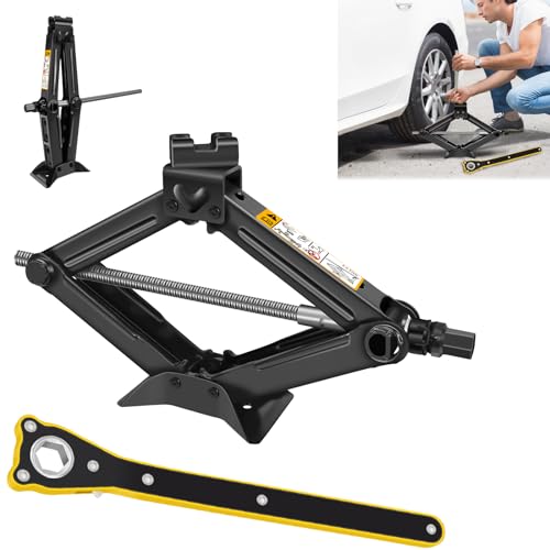 2Ton Scissor Jack for Car With Ratchet - Heavy Duty Steel Rustproof Labor-saving Scissor Car Jack Floor Lift 11-39cm Lifting Jack Wind Up Tools for Van Emergency Kit Tyre Repair Changing Tool