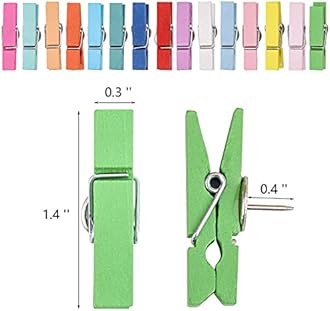 100Pcs Push Pin with Wooden Clips Tacks for Cork Board Artwork for Bulletin Board Crafts Arts Projects Photo Supplies(Colorful)