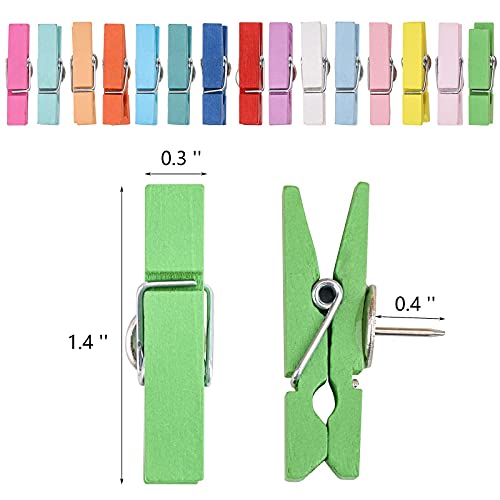 100Pcs Push Pin With Wooden Clips Tacks For Cork Board Artwork For Bulletin Board Crafts Arts Projects Photo Supplies #TOP1