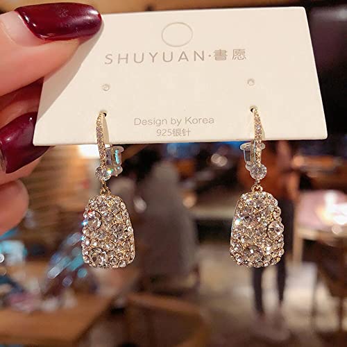 Boucle d'oreille trapèze en strass étincelants pour femme au design chic