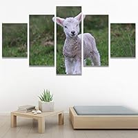 SIGNWIN 5 Panel Canvas Wall Art Animals Expressionism Group Modern Artwork for Home Decorations Ready to Hang - 60