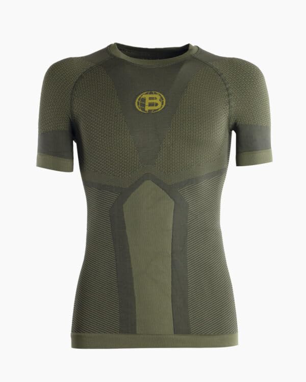 Intimo Tecnico e Termico seconda Pelle Winter Ursus, Maglia Tecnica Sportiva, Manica Lunga o Corta, Verde Militare, Design a Compressione