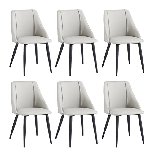 SJIALEN Dining Chairs Set of 6, Bedroom Living Room Side Chairs Matte Leather Upholstered Accent Kitchen Chairs 42×50×84cm Kitchen Chair (Color : White)