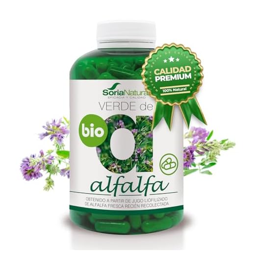Soria Natural Verde de Alfalfa - Fuente Rica en Vitaminas, Minerales y Clorofila - Suplemento para Energía y Salud Digestiva, Capilar, Piel y Uñas - Antioxidante Natural - 240 cápsulas