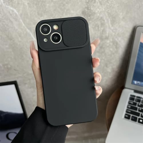 Protection caméra iPhone 14 coque coulissante noire pour voyager serein