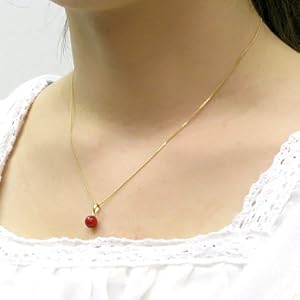 本血珊瑚　半円　ペンダント　美品⭐️1.5cm 18K天然赤珊瑚ネックレス色染無AU750ゴールド安産魔除け赤血珊瑚