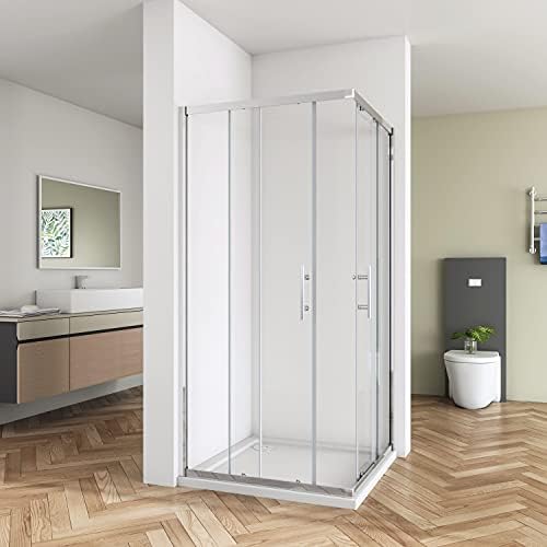 Biubiubath 900x900mm Sliding Doors Corner Entry Shower Enclosure 5mm Extra Toughened Safety Glass Screen Cubicles