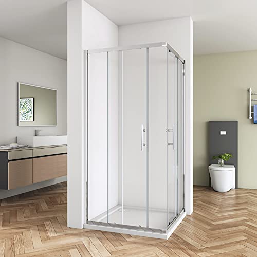 Biubiubath 900x900mm Sliding Doors Corner Entry Shower Enclosure 5mm Extra Toughened Safety Glass Screen Cubicles