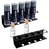 AojSup 2 Pack Spray Bottle Holder Wall Mount, Heavy-Duty Metal Spray Bottle Storage Rack with 5 Holes for Garage Workshop Organization, Paint Aerosol Can Organizer for Home Utility Room
