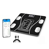 Bascula Digital Corporal, Conexión Bluetooth y App Recargable USB, Negro
