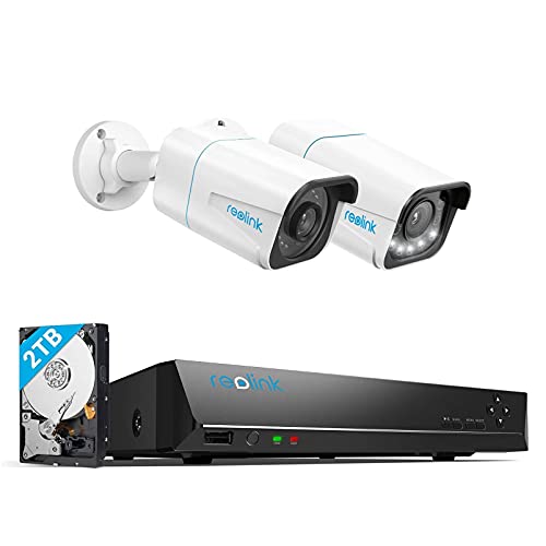 REOLINK 4K PoE NVR 8 Channel Pre-Installed 2TB HDD, 4K Ultra HD PoE Outdoor Security Cameras with Smart Detection, RLN8-410 NVR Bundle with RLC-810A and RLC-811A(5X Optical Zoom and Motion S