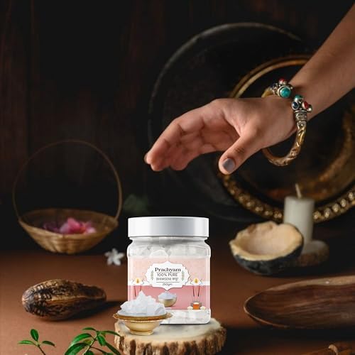 Image of 100% Pure Bhimseni Camphor Flakes 250g Jar | Zero Residue Natural Kapoor for Puja, Havan, Aromatherapy & Air Purification | Authentic Desi Kapur