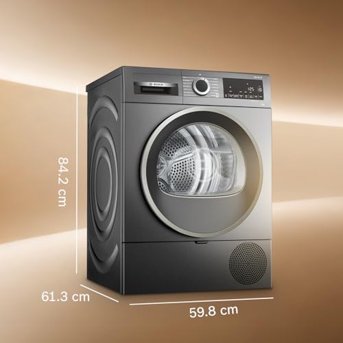 Image of Bosch 9 kg Front Load Fully-Automatic Heat Pump Tumble Dryer, 100% Drying, 5 Drying Options, Reduces 99.9% Allergens, Ready-to-Wear, Cast Iron Grey, WQG2420RIN (2026 Model)