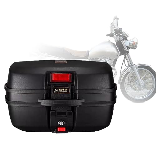 Baúl de moto 45L negro impermeable con capacidad para casco y tiras reflectantes de seguridad