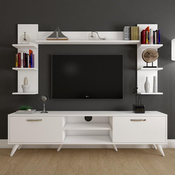 Spyder Craft Matte Finish A9 Engineered Wood TV Entertainment Unit Wall Mounted with Shelf for Living Room, Bedroom, Color: White || Assembly-DIY (Do-It-Yourself)
