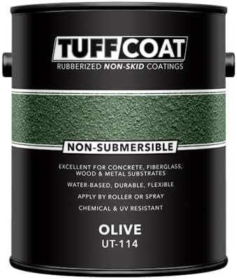 Tuff Coat UT-114 Oliva - 1 Galón No Sumergible, Base de Agua, Revestimiento Antideslizante de Goma