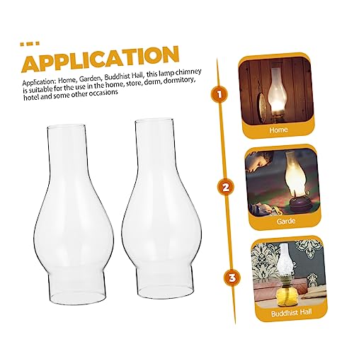 ORFOFE 2pcs Clear Glass Kerosene Lamp Chimney Delicate Replacement Glass Lampshades for Oil Lamps Oil Lamp Replacement Chimneys Kerosene Lantern Chimneys Replacement Globes
