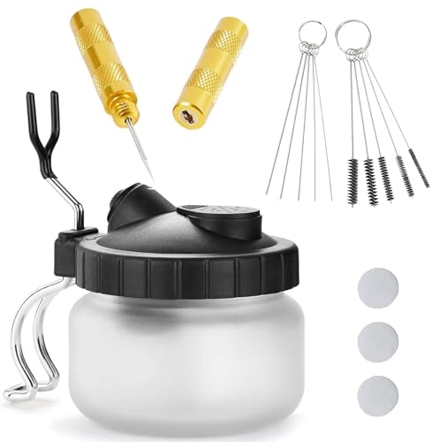 Airbrush Ceaning Pot Needle Airbrush Glass Cleaning Pot Rack Powerful Glass Bottle Set