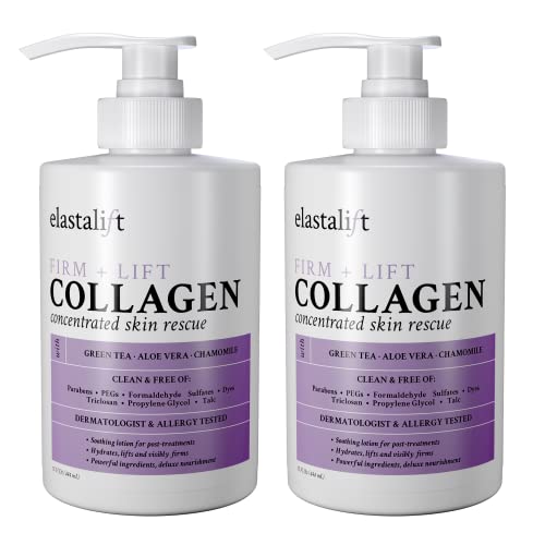 Advanced Clinicals Collagen Cream Body Lotion & Face Moisturizer W/Vitamin E | Skincare Moisturizing Collagen Lotion For Women, Men, Hand, & Neck Improves Look Of Crepey Skin & Uneven Dry Skin, 2pc 16OZ