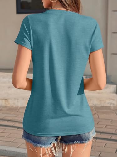 Image of UNCLECAT Womens Short Sleeve Tops Summer Basic T Shirts Crewneck Causal Tee | Solid Color, Trendy Fashion Clothes, Casual Basic Tee
