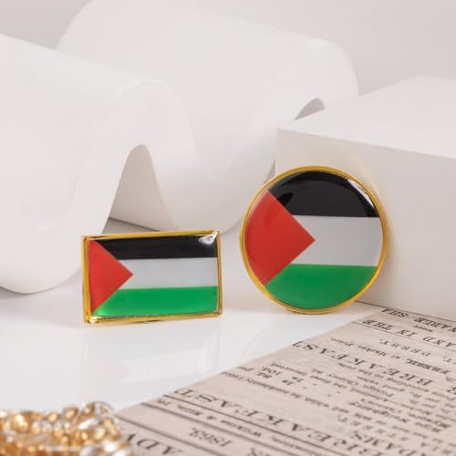 Image of LAXPICOL American Flag Brooch Pin Palestine Flag Broach Hat Pin