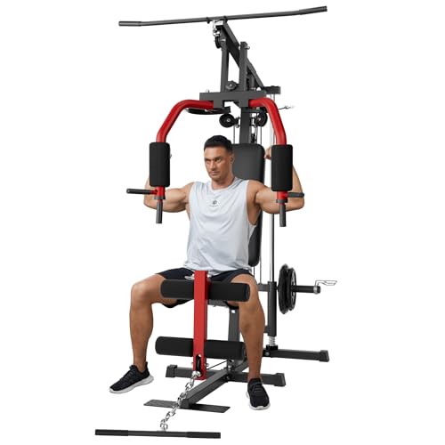 AIKKYS Home Gym Machine, 400 Lbs Home Gym Equipment with Pulley System, Multifunctional Full Body Workout Machine for Strength Training, Fit 1" & 2" Weight Plates (Not Includ)