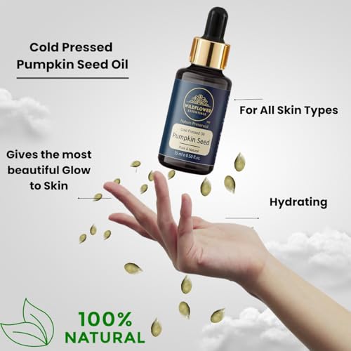 Image of Pure Pumpkin Seed Oil Cold Pressed Carrier Oil for Hair, Skin, Body with Glass Dropper 15ml