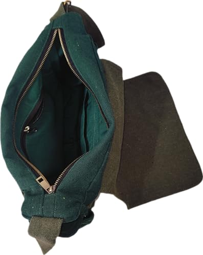 Image of ROUGH CANVAS COTTON MESSENGER BAG /BRASS ZIPPER CLOSURE /HANDMADE /ANTIQUE /VINTAGE /ECO LOVELY /UNISEX /SUSTAINABLE /HIGHLY DURABLE /WASHABLE /NATURAL