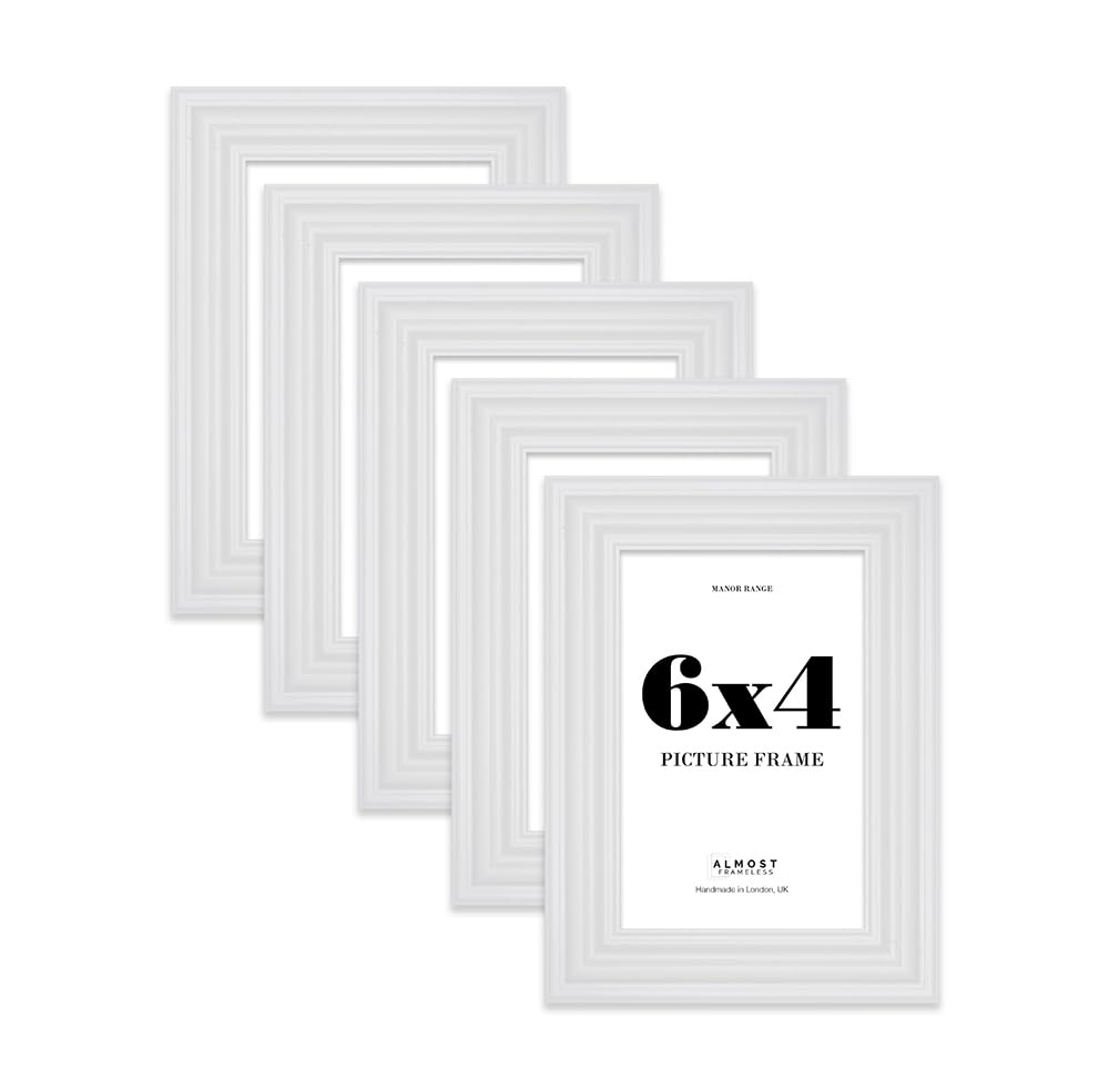 6x4 Picture Frame, Display 6x4 Pictures (10.2 x 15.2cm) - Ice White Distinctive 42mm Edge Frame for Home Décor - 5 Pack — image 1