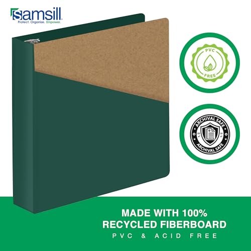 Image of Samsill Durable 2 Inch Binder, D Ring Binder, Customizable Clear View Cover, Forest Green, Holds 475 Pages