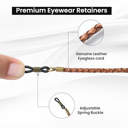 GENIQUE Genuine Leather Eyeglasses Strap, Leather Glasses Chain for Women, Glasses Lanyard for Men, Women Sunglasses strap (Saddle Brown Distressed)