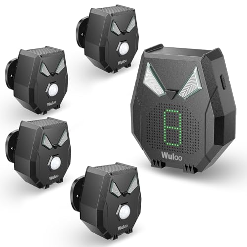 Image of Solar Driveway Alarm Wireless Outside Weatherproof 1 /3 Mile Long Range, Outdoor Motion Sensor Detector Alarm Driveway Alert System with Rechargeable Battery /Expandable (4 Sensors &1 Receiver Set)