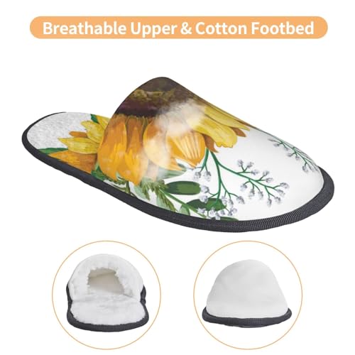 Sunflowers Print Women Slippers Home Furry Shoes Keep Men Couples Shoes Warm For Women-4