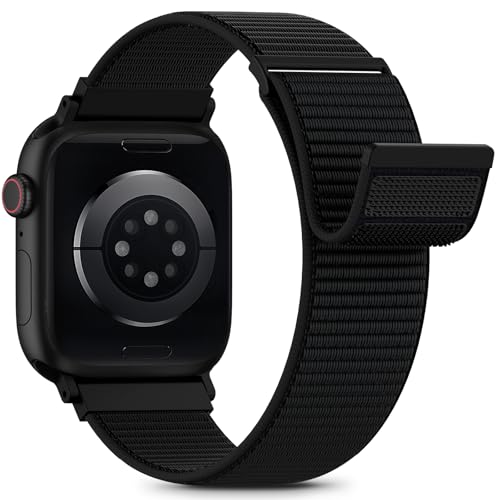 Nylon Loop Sport Band Compatible with Apple Watch Bands 44mm 45mm 46mm 49mm 42mm for Women Men, iWatch Wrist Straps for Ultra 4 3 2, Se, Series 12 11 10 9 8 7, Breathable, Soft Band Ideal for Outdoor