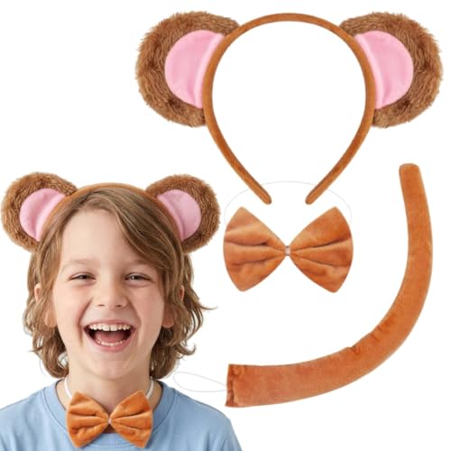 Kirei Sui Kids Gold Monkey Headband Bowtie Tail 3pcs Costume