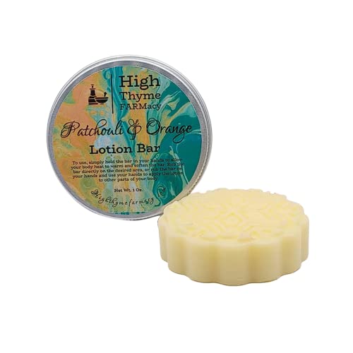 High Thyme Farmacy All-Natural Patchouli & Orange Lotion Bar - Waterless Lotion Bar For Dry Skin - Moisturizing Beeswax Lotion Bar - Convenient Travel Lotion - Eco Friendly Lotion Massage Bar #TOP6