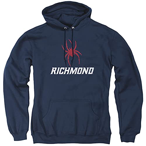 University of Richmond Official Distressed Primary Logo Unisex Adult Pull-Over Hoodie ,Navy, Large, CLCRCH200N-AFTH-3