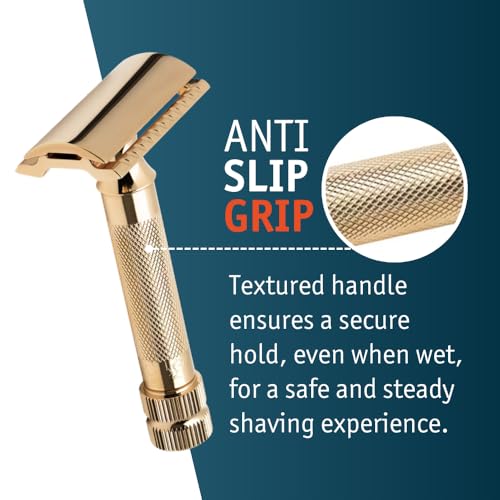 Image of Merkur Classic 2-Piece Double Edge Safety Razor Gold Plated, 1 Count