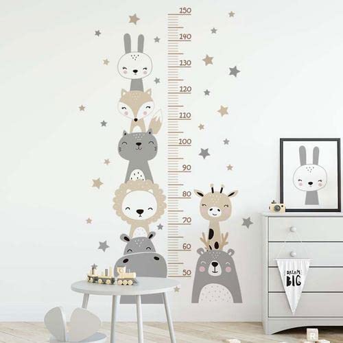 Adesivi Murali Metri Da Parete Altezza Grafico Animali Bambini Rimovibile Misurare Cameretta DIY