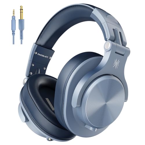 Image of OneOdio A71 Hi-Res Studio Recording Headphones - Wired Over Ear Headphone with SharePort, Monitoring Mixing Foldable Headset with Stereo Sound, 3.5 /6.35MM Jack for PC Computer DJ Guitar-Sky Blue