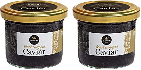Black Lumpfish Caviar from Elsinore, 2 x 3.5oz - Black Caviar Food 2 Pack, 200g Total - Responsibly Sourced - Safe for Ambient Storage and Shipping