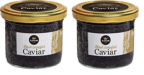 Elsinore Lot de 2 caviar de lumpfish de 100 g Noir 100 g