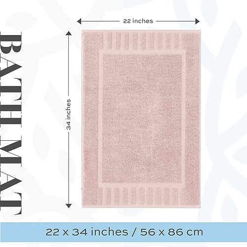 White Classic Luxury Bath Mat Floor Towel Set - Absorbent Cotton Hotel Spa Shower/Bathtub Mats [Not a Bathroom Rug] 22"x34" | 2 Pack | Pink