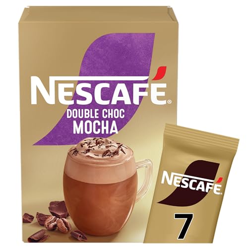 NESCAFÉ Mocha Double Chocolate Instant Coffee 7 Sachets, 100percent Responsibly Sourced Coffee Pack of 1 by febora foods